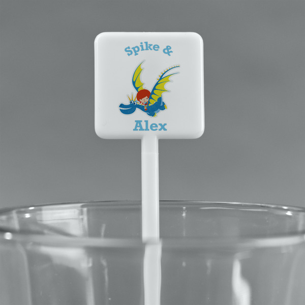 Flying a Dragon White Plastic Stir Stick - Square - Main