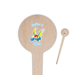 Flying a Dragon 4" Round Wooden Food Picks - Single Sided (Personalized)