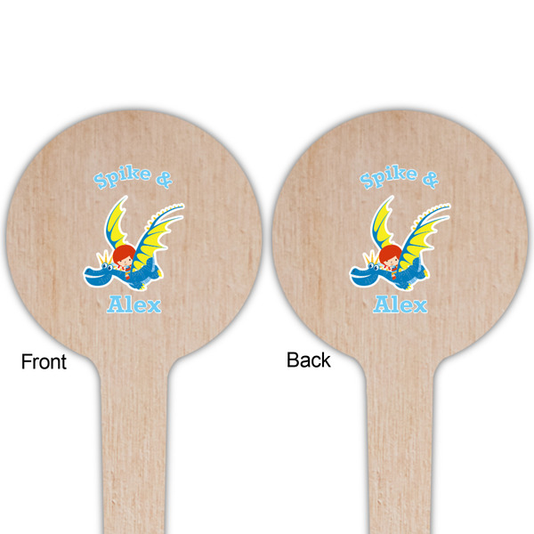 Flying a Dragon Wooden 4" Food Pick - Round - Double Sided - Front & Back