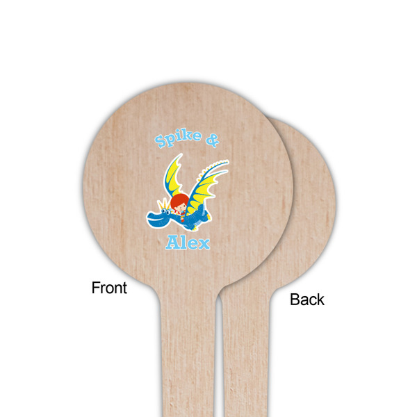 Flying a Dragon Wooden 4" Food Pick - Round - Single Sided - Front & Back