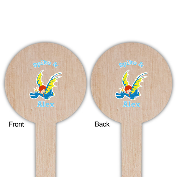 Flying a Dragon Wooden 6" Food Pick - Round - Double Sided - Front & Back