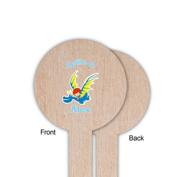 Flying a Dragon Wooden 6" Food Pick - Round - Single Sided - Front & Back