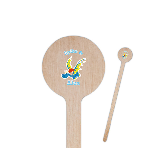 Custom Flying a Dragon 6" Round Wooden Stir Sticks - Double Sided (Personalized)