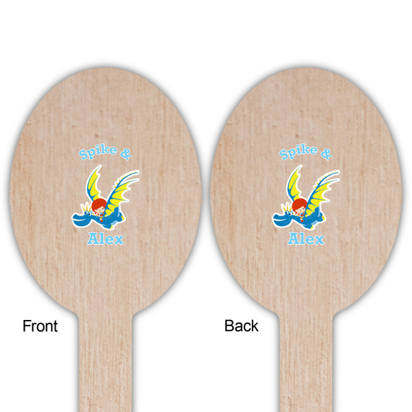 Flying a Dragon Wooden Food Pick - Oval - Double Sided - Front & Back
