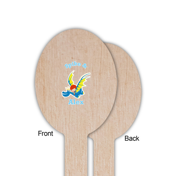 Flying a Dragon Wooden Food Pick - Oval - Single Sided - Front & Back
