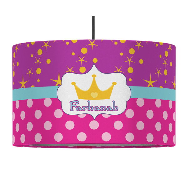 Custom Sparkle & Dots 12" Drum Pendant Lamp - Fabric (Personalized)
