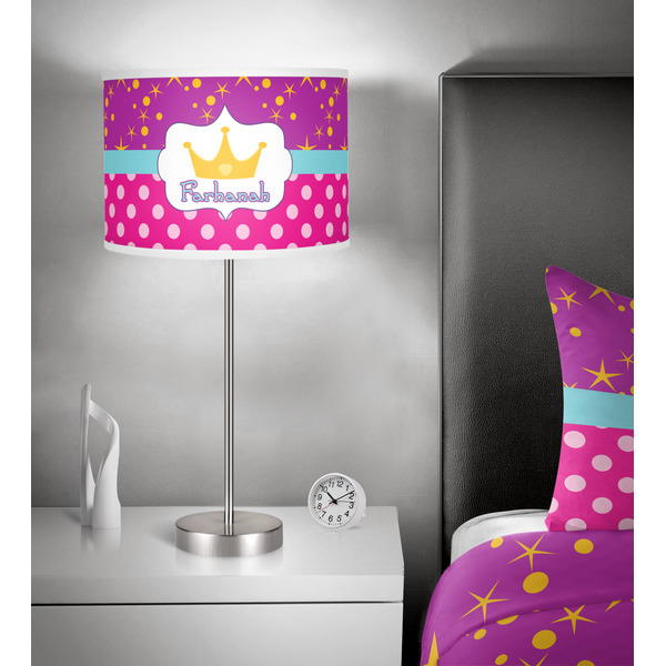 Sparkle & Dots 13 inch drum lamp shade - in room