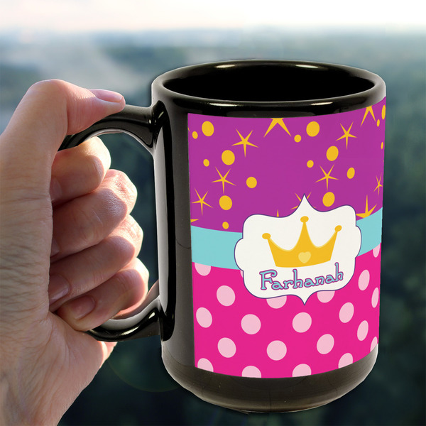 Sparkle & Dots 15oz. Black Mug - LIFESTYLE