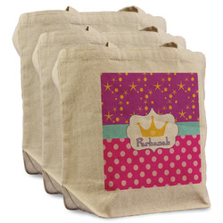 Sparkle & Dots Reusable Cotton Grocery Bags - Set of 3 (Personalized)