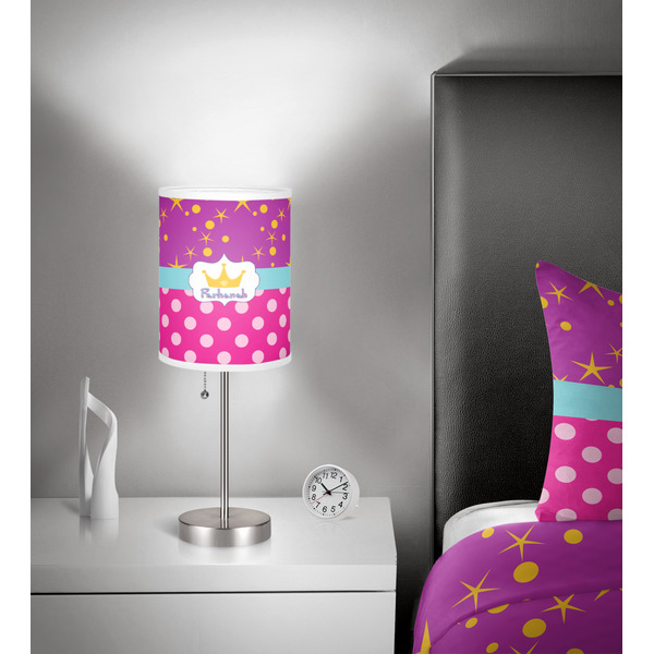Sparkle & Dots 7 inch drum lamp shade - in room