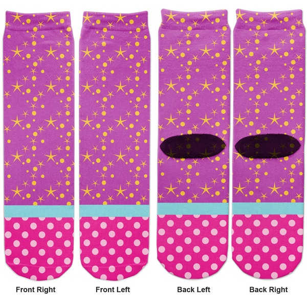 Sparkle & Dots Adult Crew Socks - Double Pair - Front and Back - Apvl