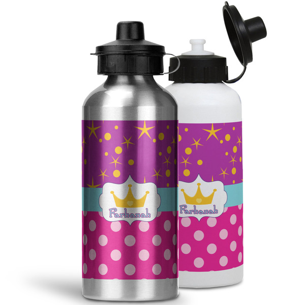 Sparkle & Dots Aluminum Water Bottles - MAIN (white &silver)