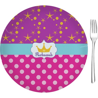 Sparkle & Dots 8" Glass Appetizer / Dessert Plates - Single or Set (Personalized)
