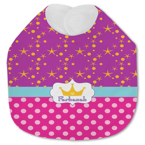 Custom Sparkle & Dots Jersey Knit Baby Bib w/ Name or Text