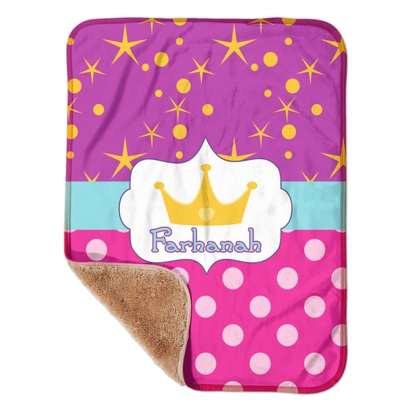 Custom Sparkle & Dots Sherpa Baby Blanket - 30" x 40" w/ Name or Text