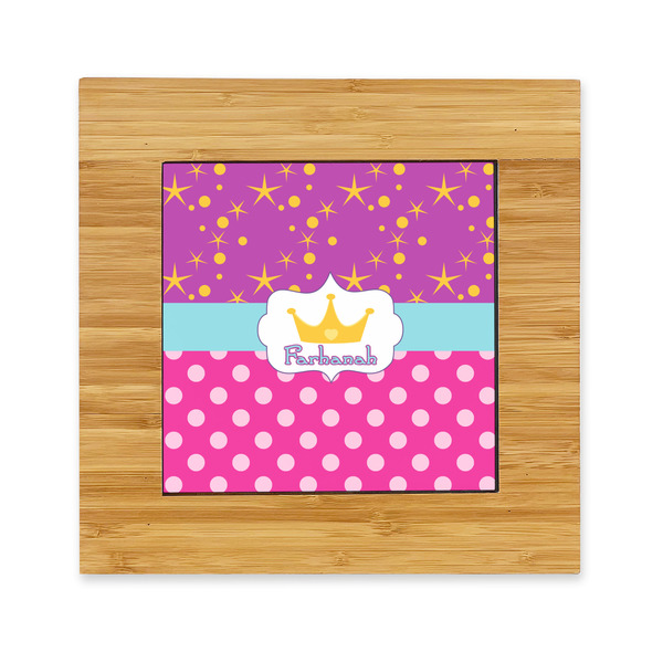 Custom Sparkle & Dots Bamboo Trivet with Ceramic Tile Insert (Personalized)