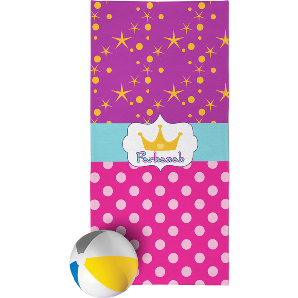 Custom Sparkle & Dots Beach Towel (Personalized)