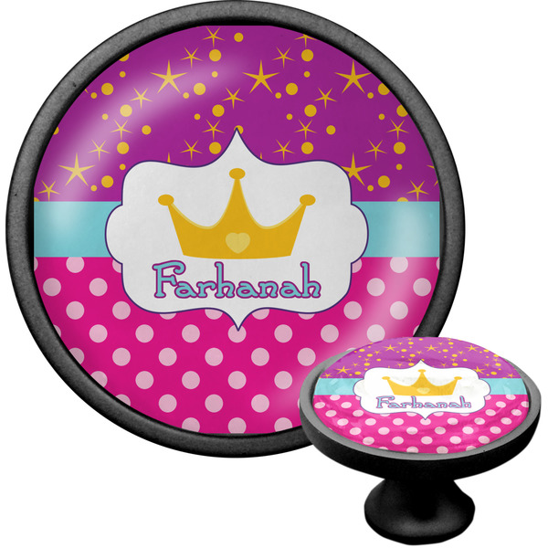 Custom Sparkle & Dots Cabinet Knob (Black) (Personalized)