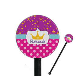 Sparkle & Dots 5.5" Round Plastic Stir Sticks - Black - Single Sided (Personalized)