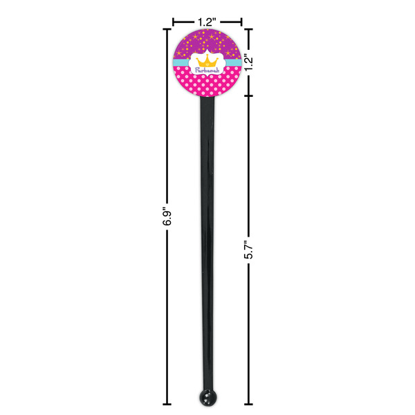 Sparkle & Dots Black Plastic 7" Stir Stick - Round - Dimensions