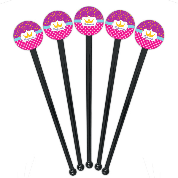 Sparkle & Dots Black Plastic 7" Stir Stick - Round - Fan View