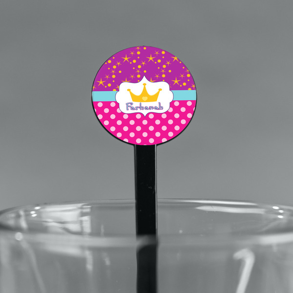 Sparkle & Dots Black Plastic 7" Stir Stick - Round - Main