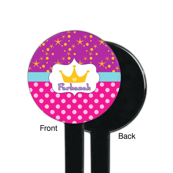 Sparkle & Dots Black Plastic 7" Stir Stick - Single Sided - Round - Front & Back