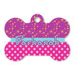 Sparkle & Dots Bone Shaped Dog ID Tag (Personalized)