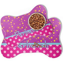 Sparkle & Dots Bone Shaped Dog Food Mat (Personalized)