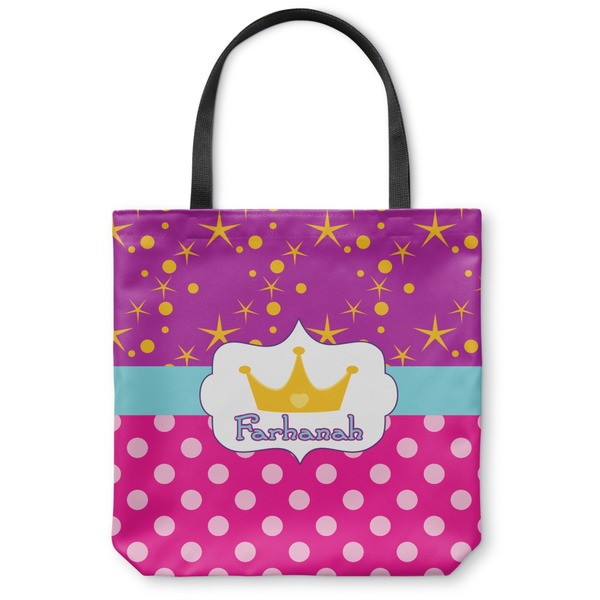 Custom Sparkle & Dots Canvas Tote Bag - Large - 18"x18" (Personalized)