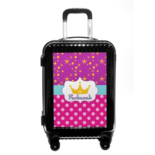 Custom Sparkle & Dots Carry On Hard Shell Suitcase (Personalized)