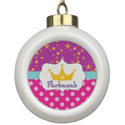 Sparkle & Dots Ceramic Ball Ornament (Personalized)