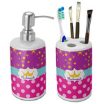 Sparkle & Dots Ceramic Bathroom Accessories Set (Personalized)