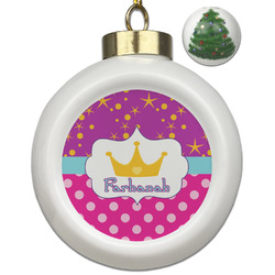 Sparkle & Dots Ceramic Ball Ornament - Christmas Tree (Personalized)