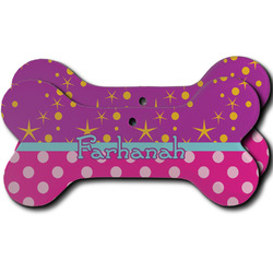 Sparkle & Dots Ceramic Dog Ornament - Front & Back w/ Name or Text