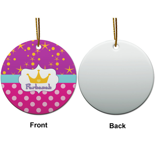 Sparkle & Dots Ceramic Flat Ornament - Circle Front & Back (APPROVAL)