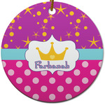 Sparkle & Dots Round Ceramic Ornament w/ Name or Text