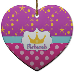 Sparkle & Dots Heart Ceramic Ornament w/ Name or Text