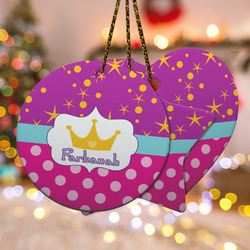 Sparkle & Dots Ceramic Ornament w/ Name or Text