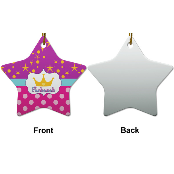 Sparkle & Dots Ceramic Flat Ornament - Star Front & Back (APPROVAL)