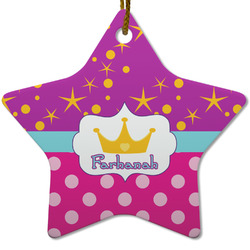 Sparkle & Dots Star Ceramic Ornament w/ Name or Text