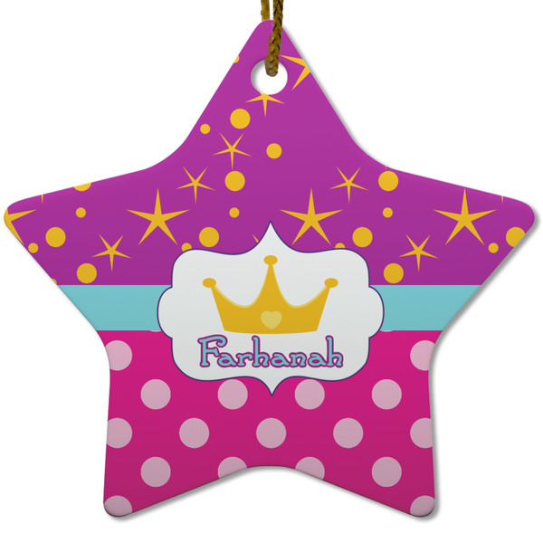 Sparkle & Dots Ceramic Flat Ornament - Star (Front)