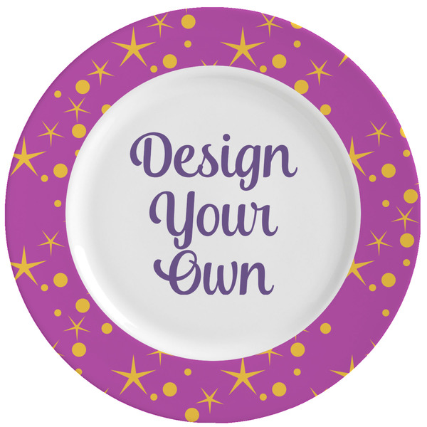 Custom Sparkle & Dots Ceramic Dinner Plates (Set of 4) (Personalized)