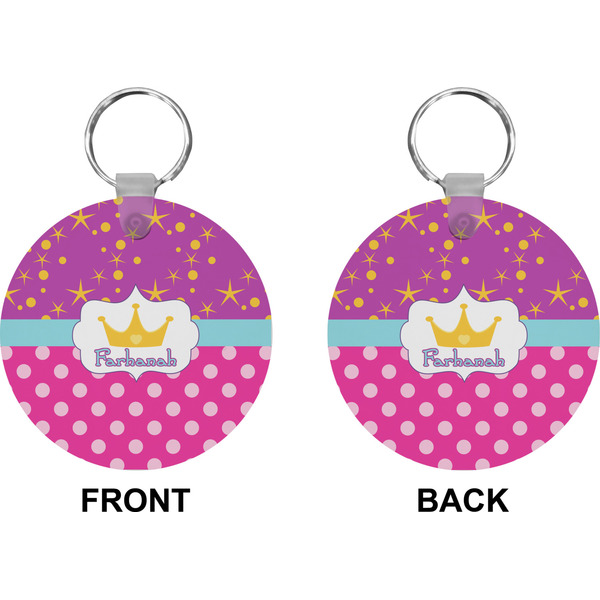 Sparkle & Dots Circle Keychain (Front + Back)