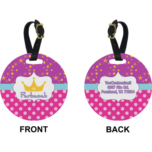 Sparkle & Dots Circle Luggage Tag (Front + Back)