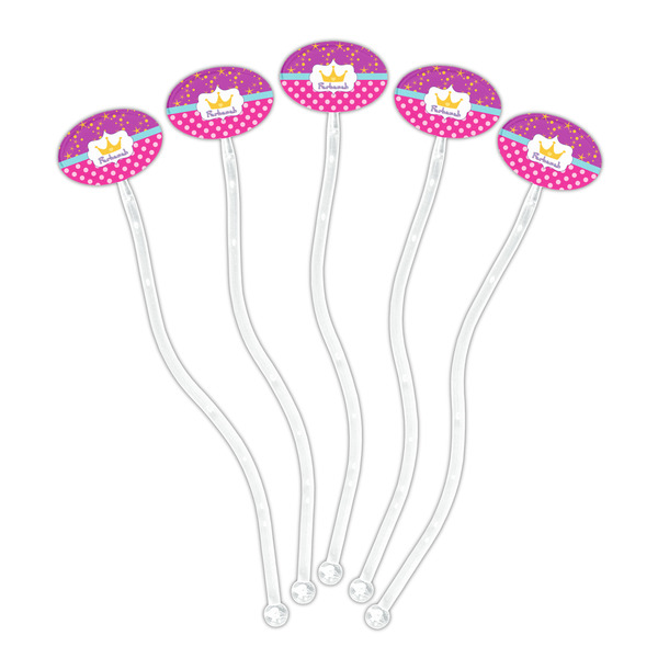 Sparkle & Dots Clear Plastic 7" Stir Stick - Oval - Fan