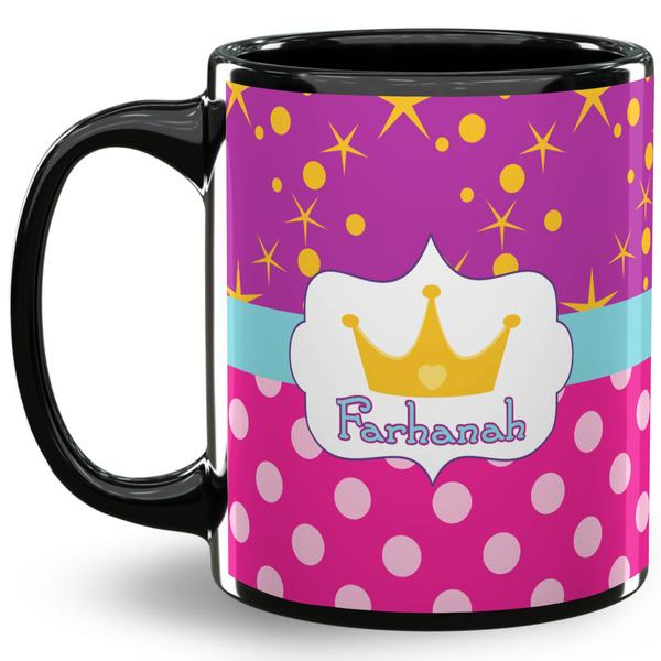 Custom Sparkle & Dots 11 Oz Coffee Mug - Black (Personalized)