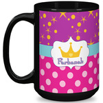Sparkle & Dots 15 Oz Coffee Mug - Black (Personalized)