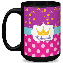 Sparkle & Dots 15 Oz Coffee Mug - Black (Personalized)