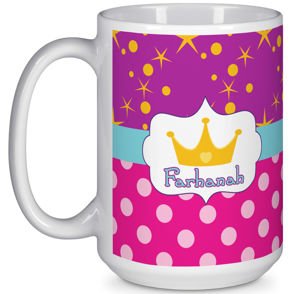 Custom Sparkle & Dots 15 Oz Coffee Mug - White (Personalized)